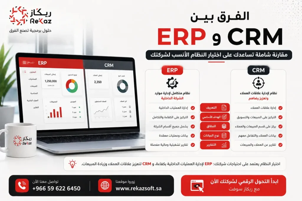 الفرق بين erp و crm